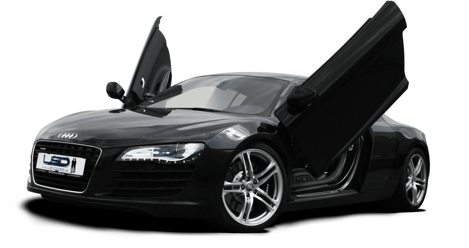 Black Audi R8 With Open Doors PNG Image