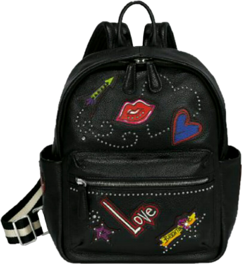 Black Backpackwith Pop Art Design PNG Image