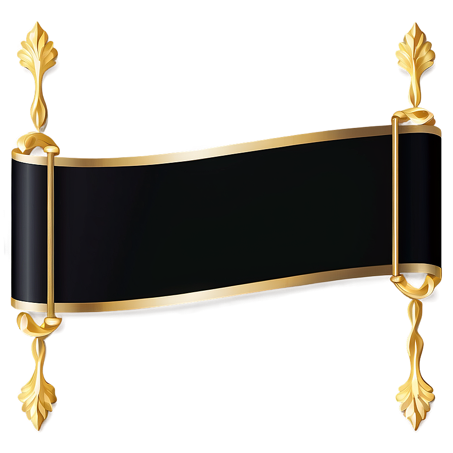 Black Banner With Gold Trim Png 27 PNG Image