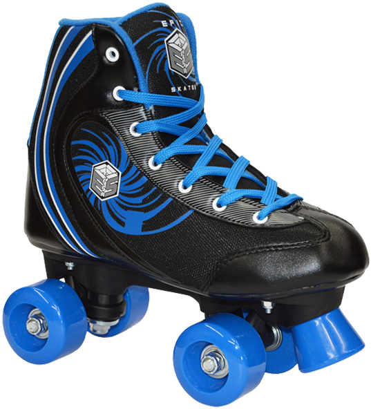 Black Blue Quad Roller Skate PNG Image