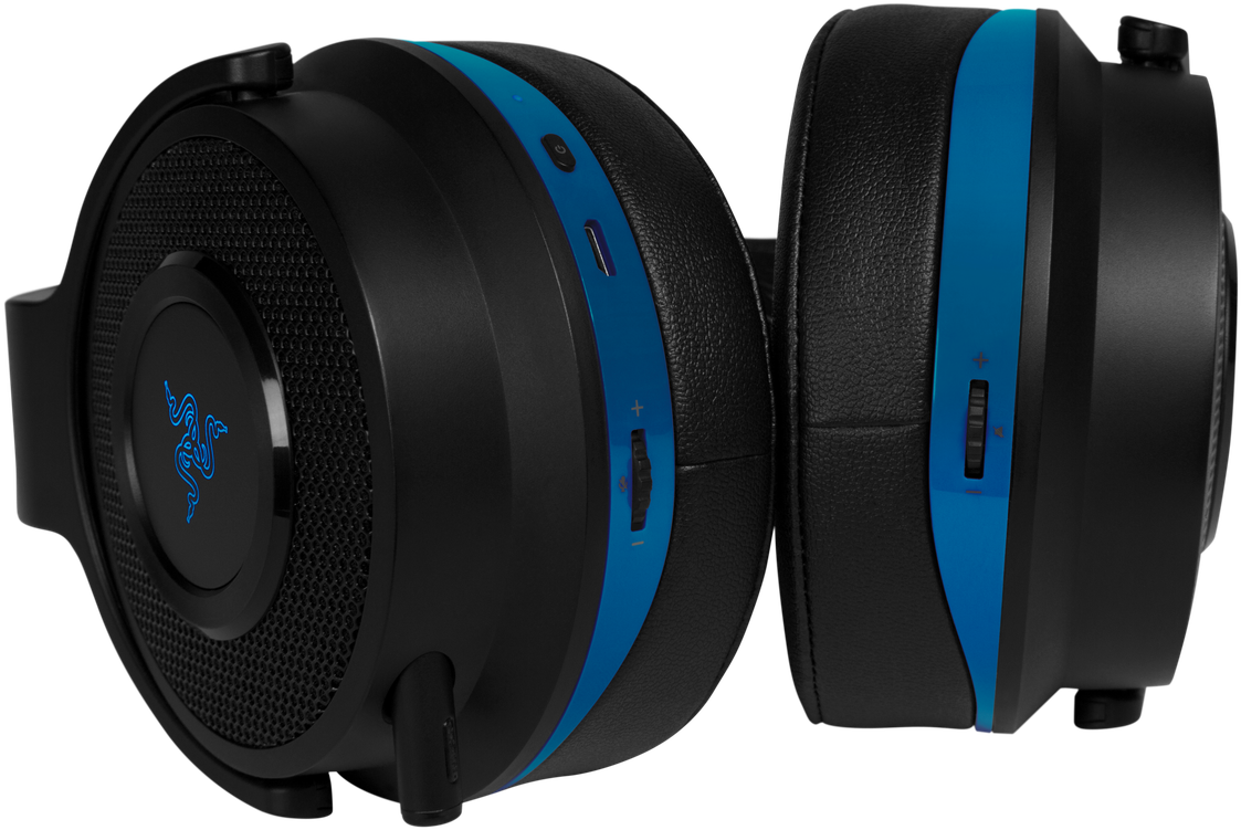 Black Blue Wireless Headphones PNG Image