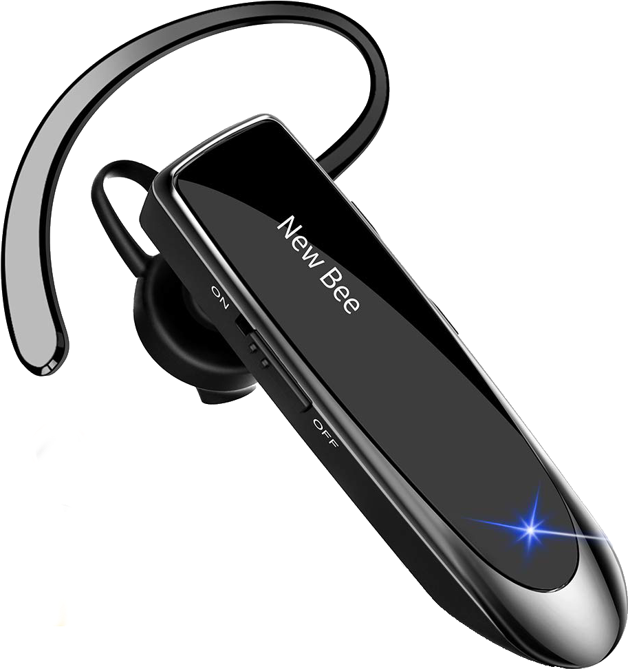 Black Bluetooth Earhook Headset PNG Image