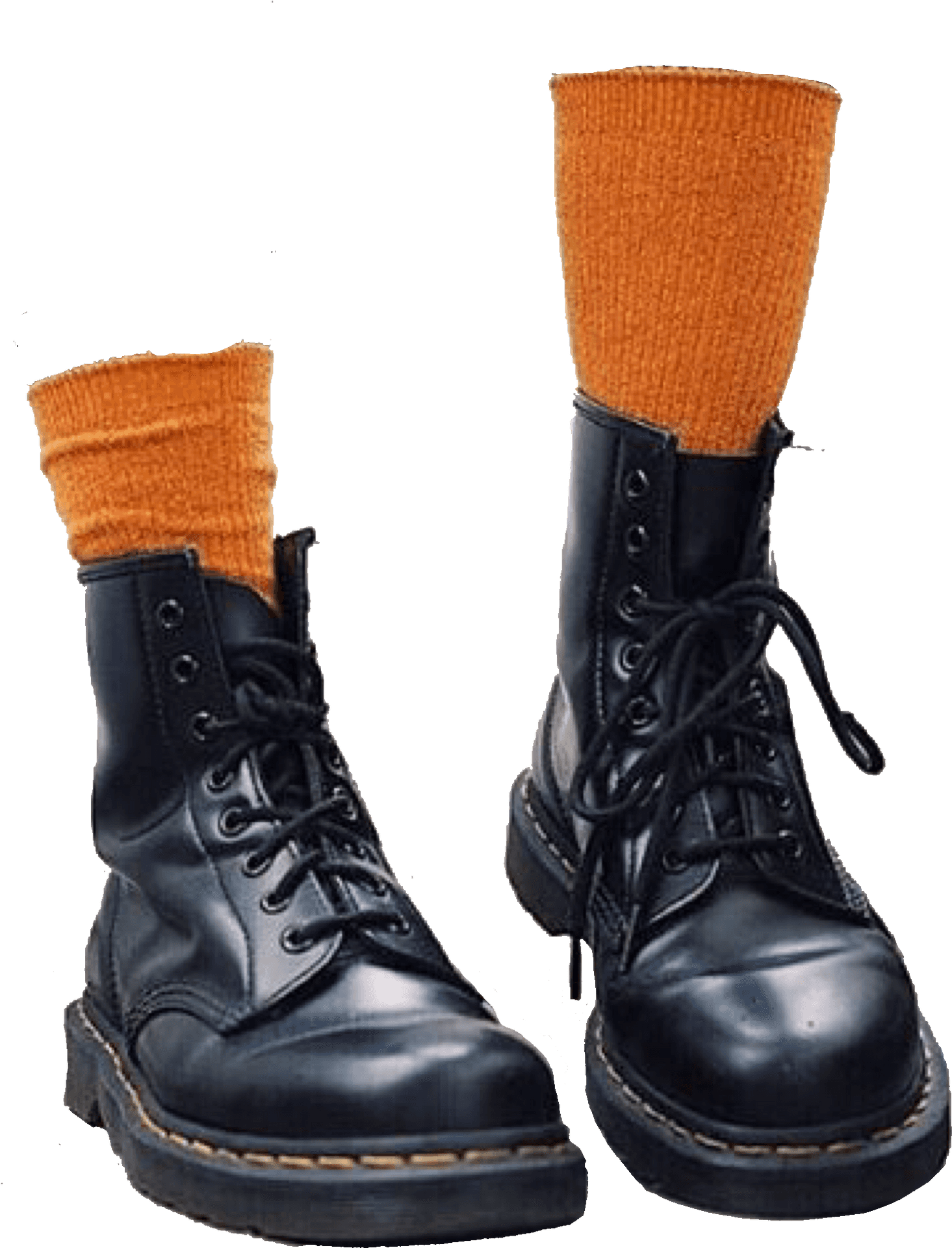 Black Boots With Orange Socks PNG Image