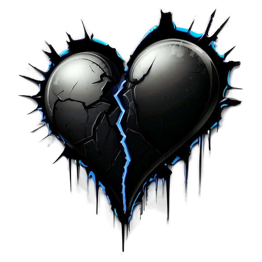 Black Broken Heart Graffiti Png 06252024 PNG Image