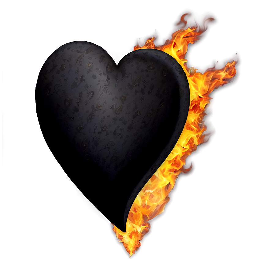 Black Broken Heart In Fire Png 06252024 PNG Image