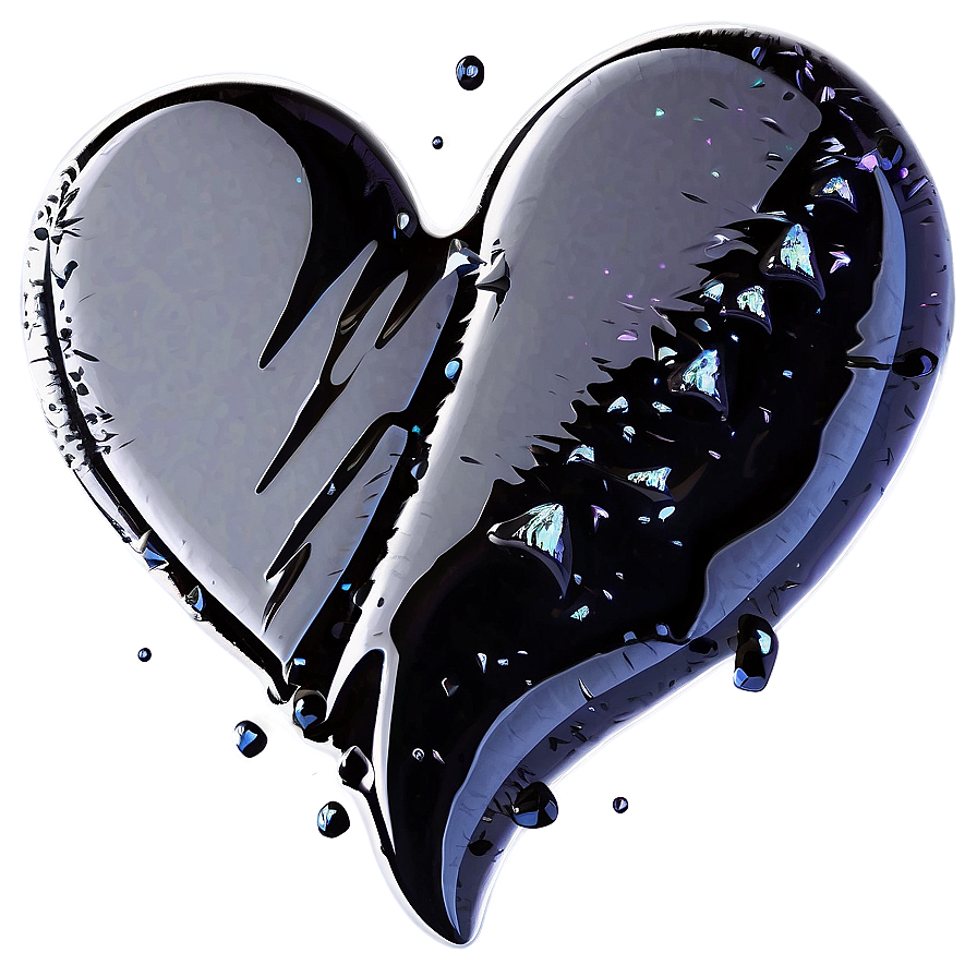 Black Broken Heart With Glitter Png Byt97 PNG Image