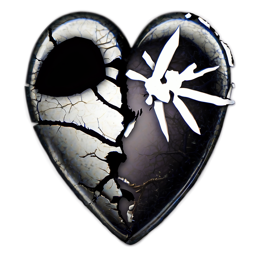 Black Broken Heart With Skull Png Fsf10 PNG Image