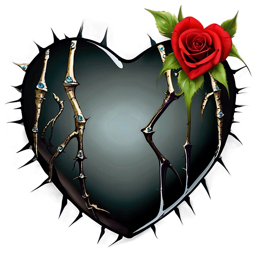 Black Broken Heart With Thorns Png Pkq74 PNG Image