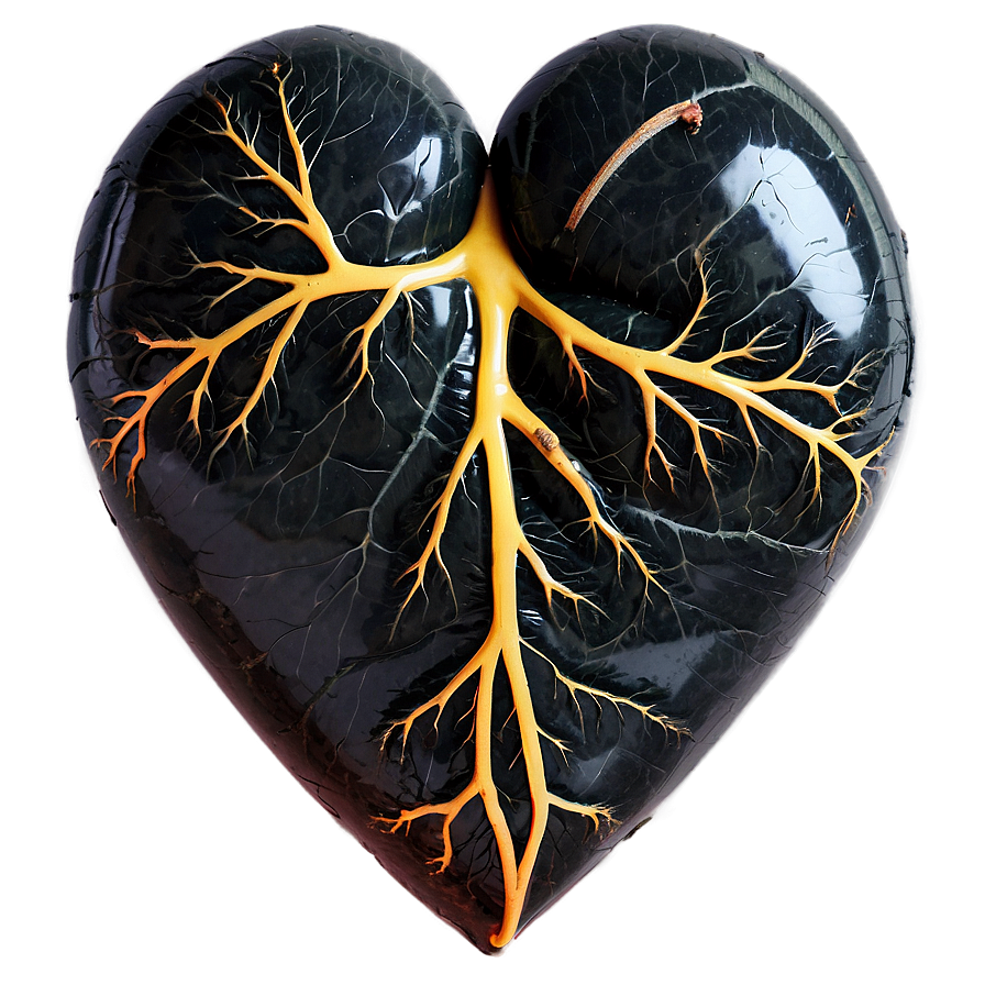 Black Broken Heart With Veins Png 06252024 PNG Image