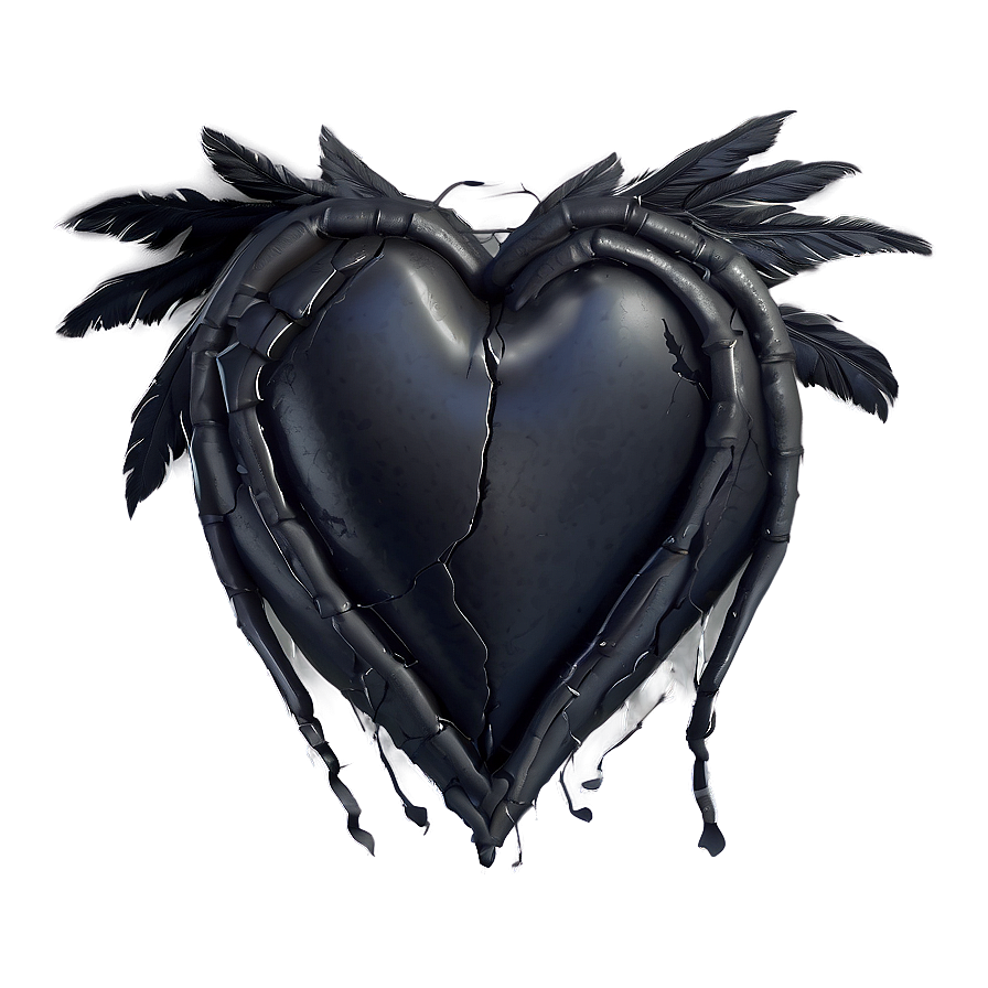 Black Broken Heart With Wings Png 06252024 PNG Image