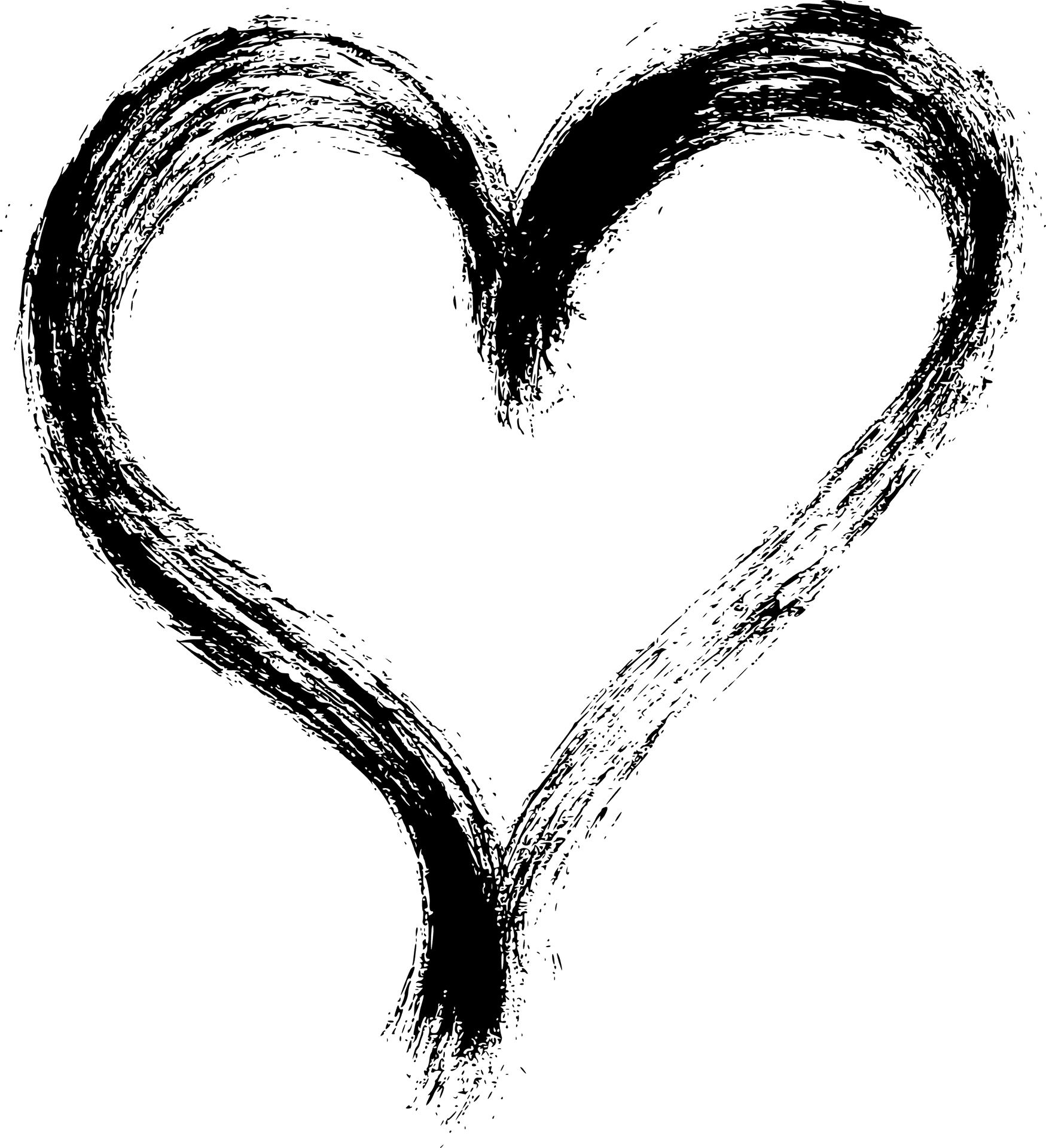 Black Brush Stroke Heart Shaped Illustration PNG Image