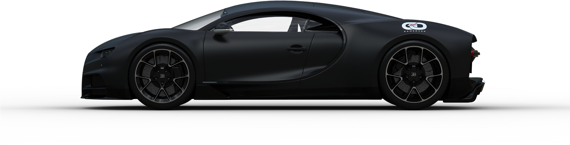 Black Bugatti Chiron Side Profile PNG Image