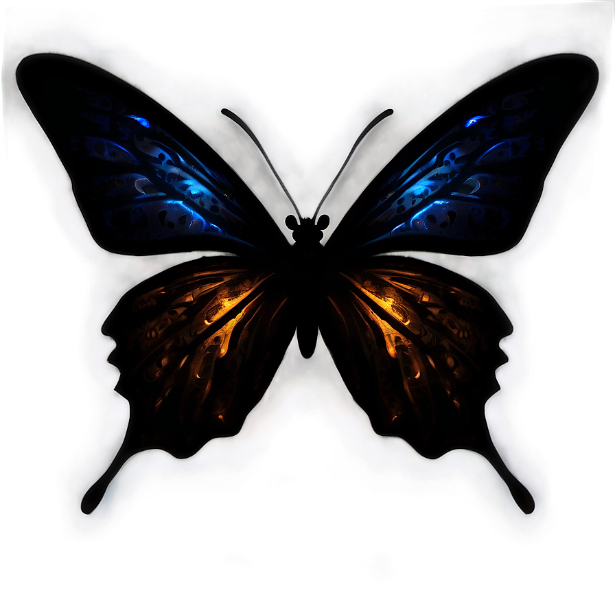 Black Butterfly Silhouette With Glowing Edges Png 56 PNG Image