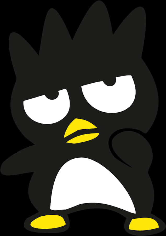 Black Cartoon Penguin Character PNG Image