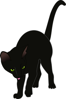 Black Cat Cartoon Illustration PNG Image