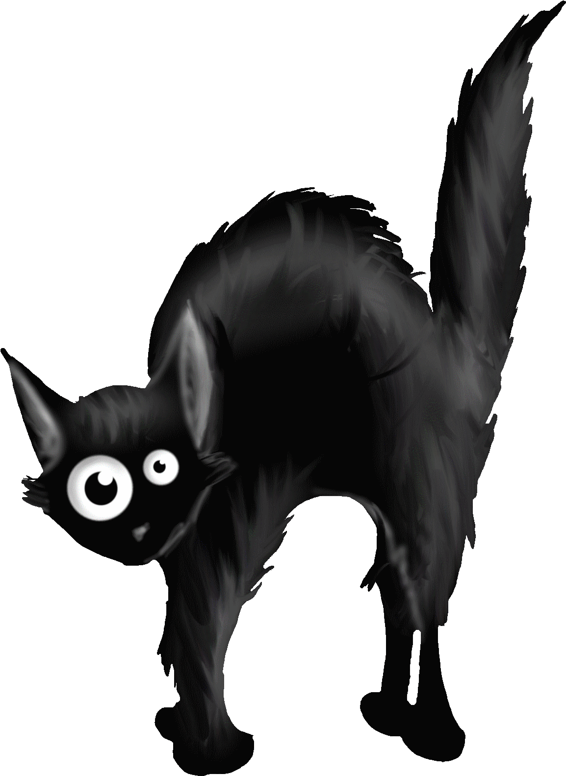 Black Cat Cartoon Illustration PNG Image