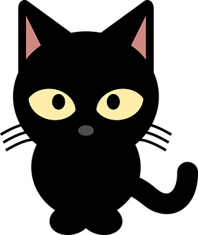 Black Cat Face Illustration PNG Image