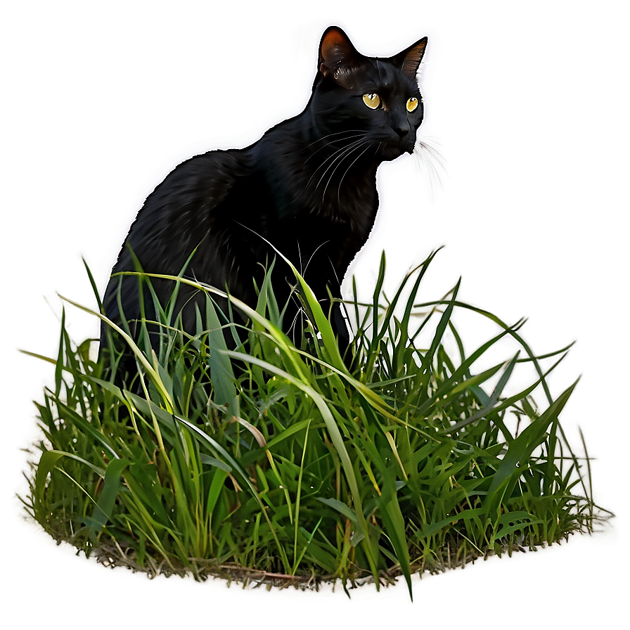 Black Cat In Grass Png 05232024 PNG Image