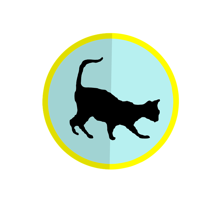 Black Cat Silhouette Yellow Circle PNG Image