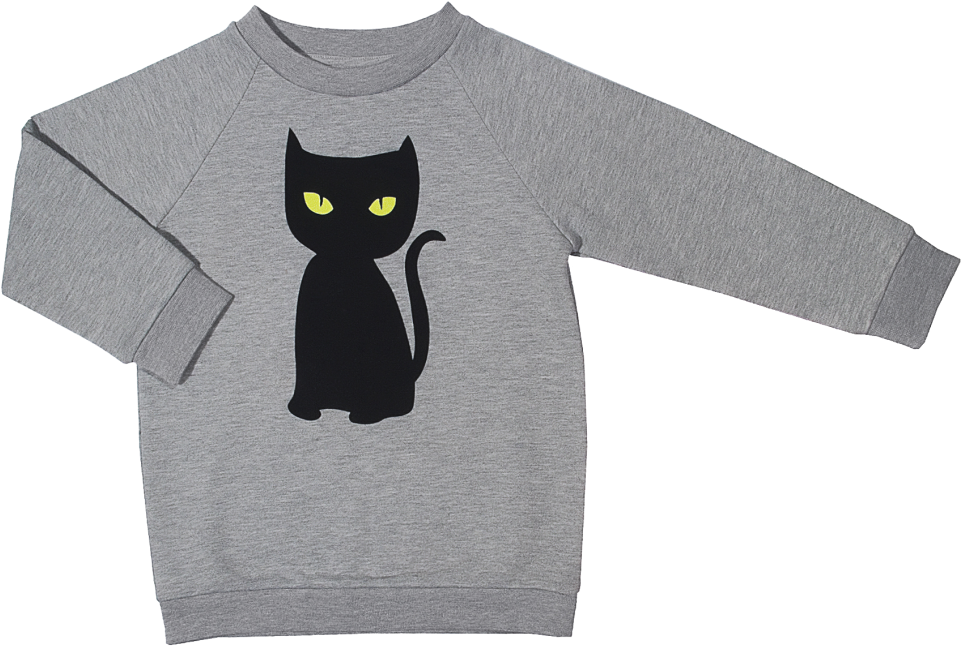 Black Cat Sweatshirt Design PNG Image