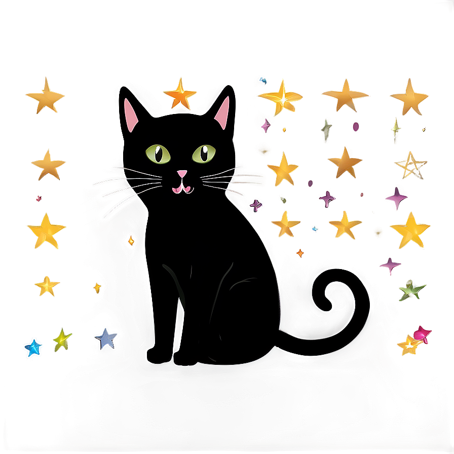 Black Cat With Stars Png Cbp29 PNG Image