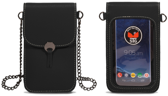 Black Chain Strap Phone Purse PNG Image