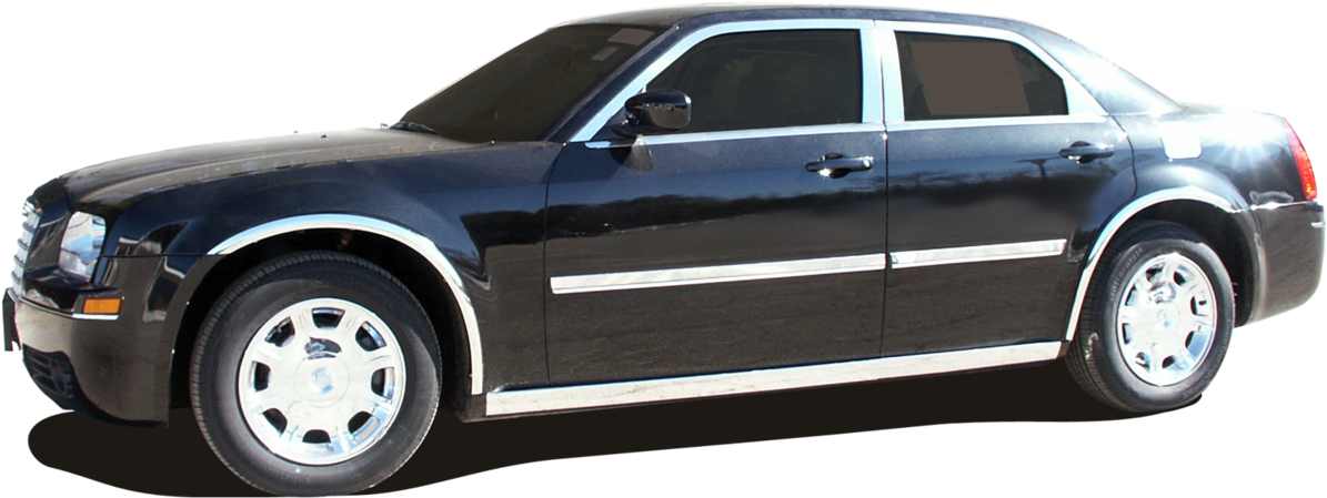 Black Chrysler300 Sedan Side View PNG Image