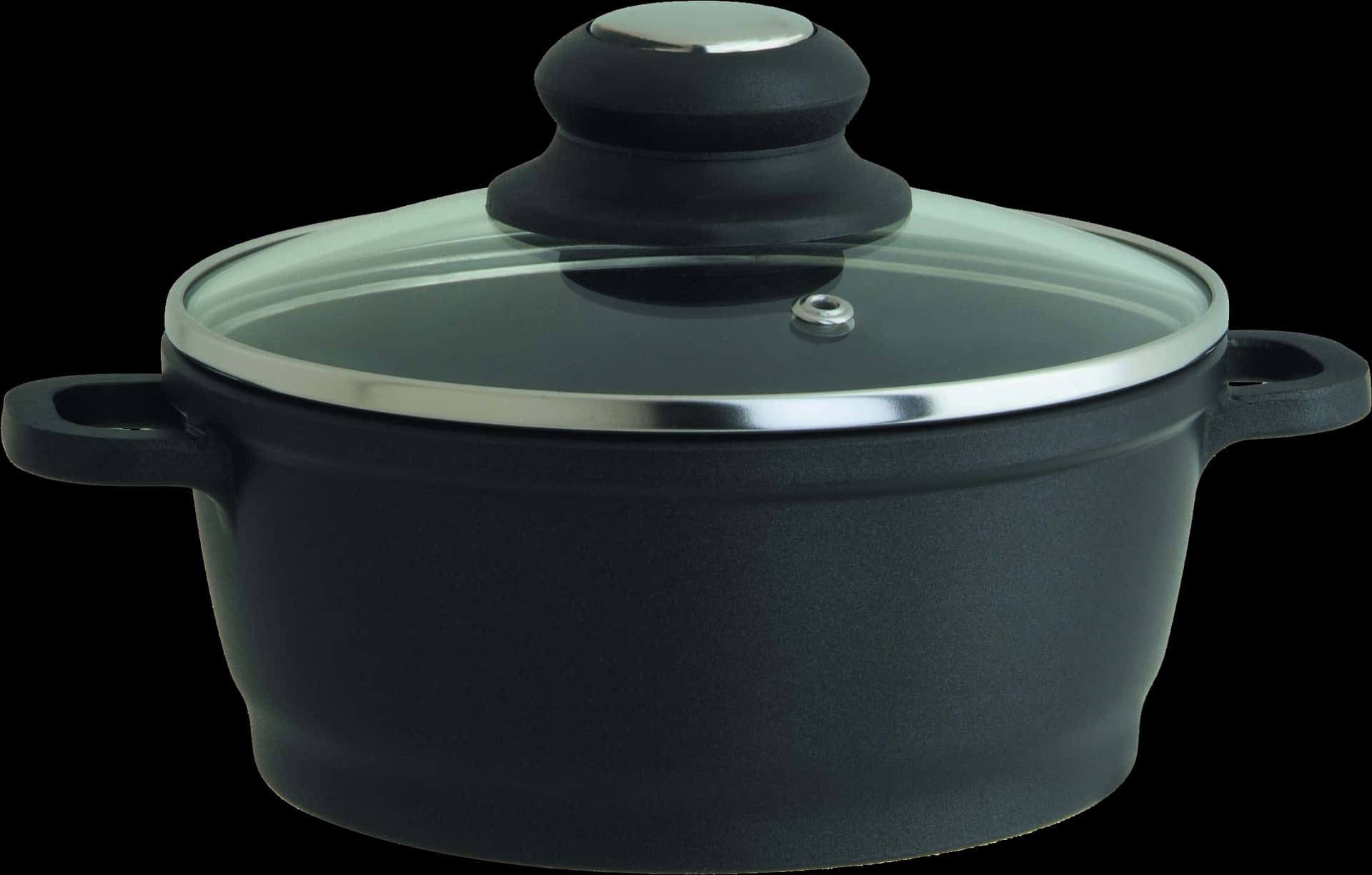 Black Cooking Potwith Lid PNG Image