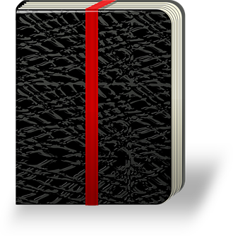 Black Cover Bookwith Red Bookmark PNG Image