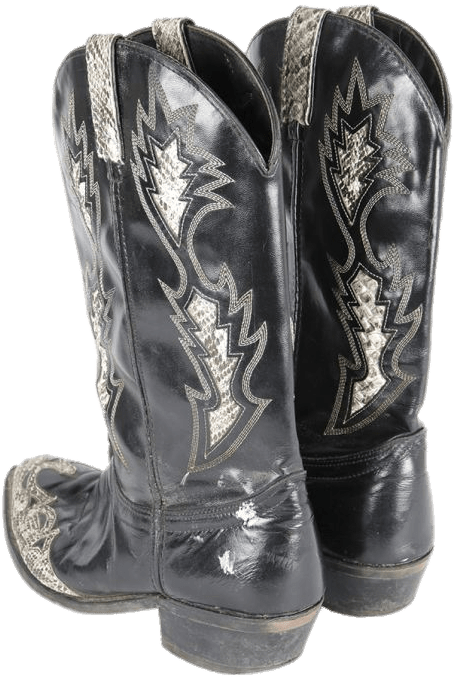 Black Cowboy Boots Embroidery PNG Image