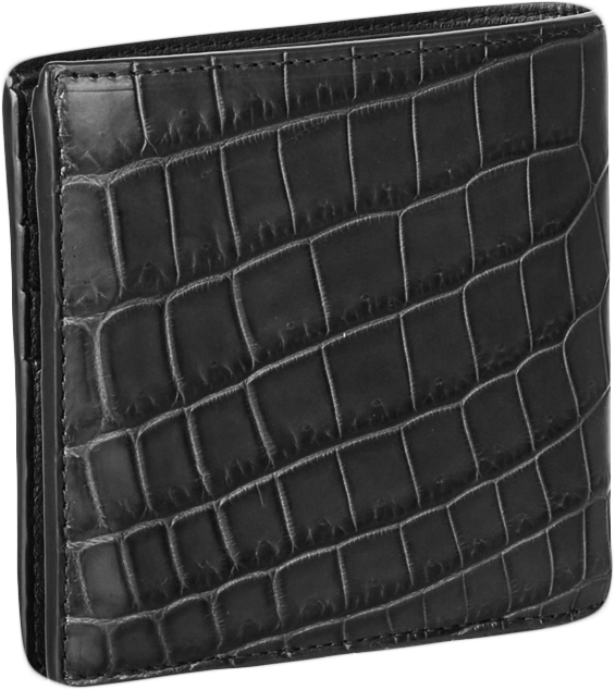 Black Crocodile Embossed Leather Wallet PNG Image