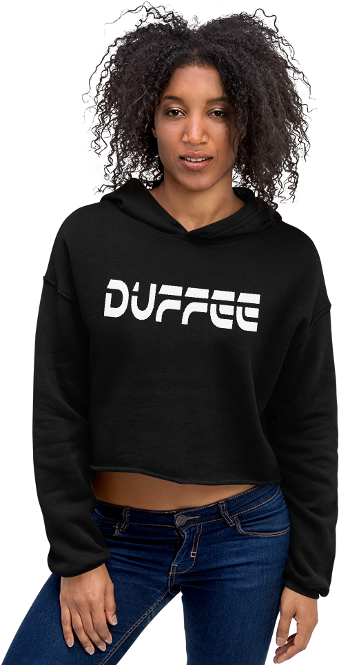 Black Crop Top Hoodie Model PNG Image