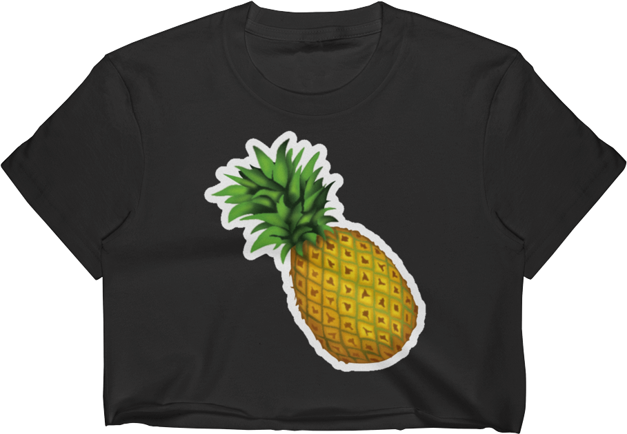 Black Crop Top With Pineapple Design PNG Image