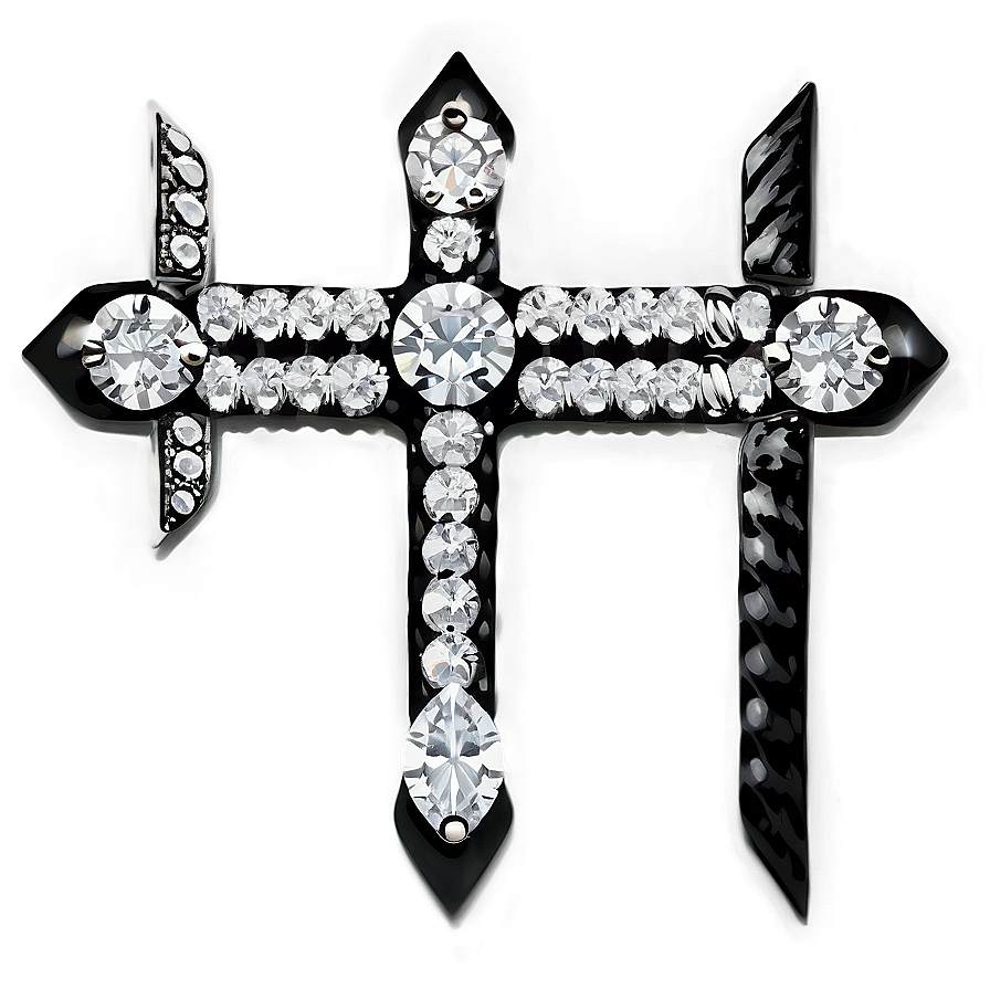 Black Cross With Diamonds Png Qin1 PNG Image