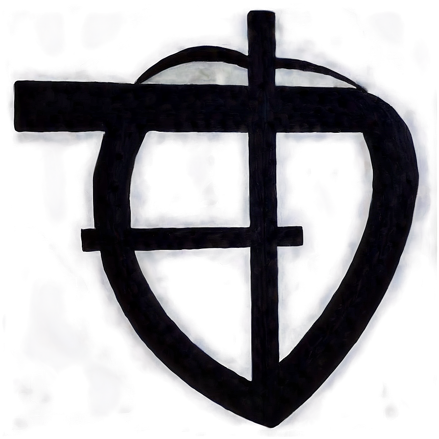 Black Cross With Heart Png Sav PNG Image