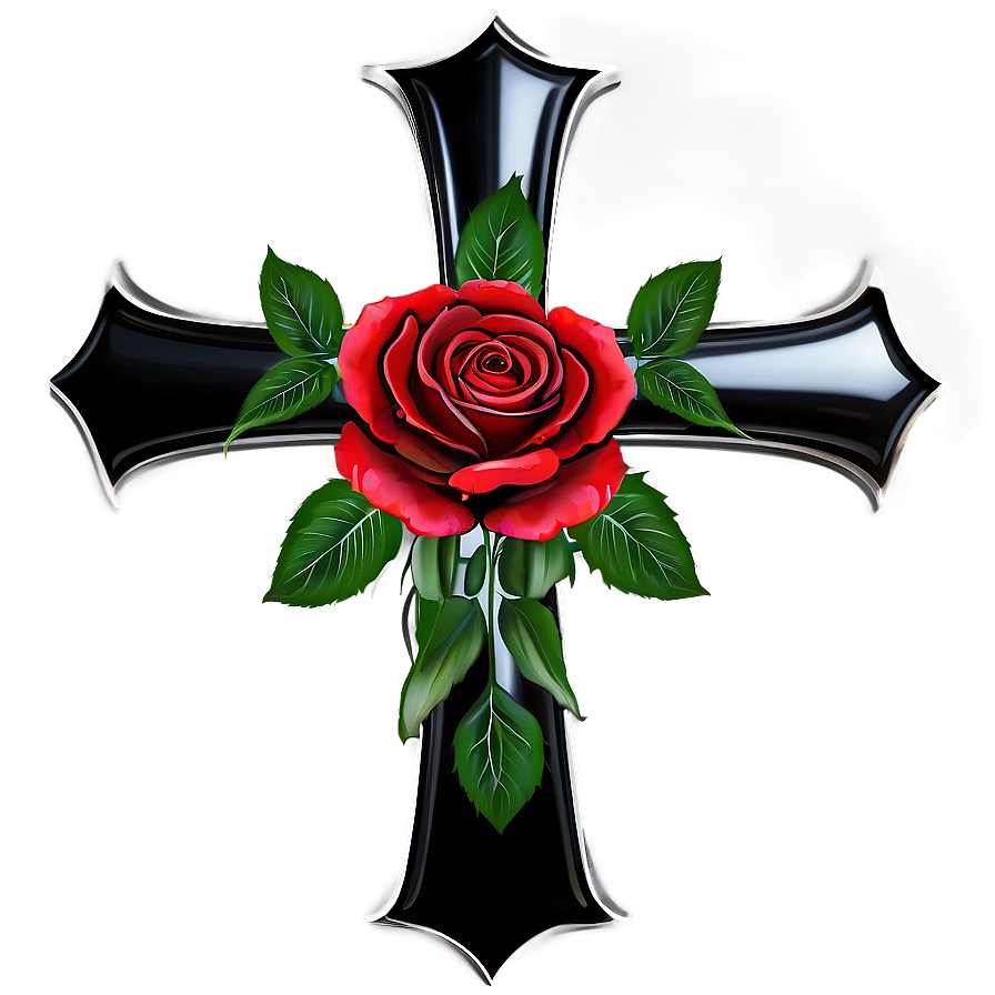 Black Cross With Roses Png 79 PNG Image