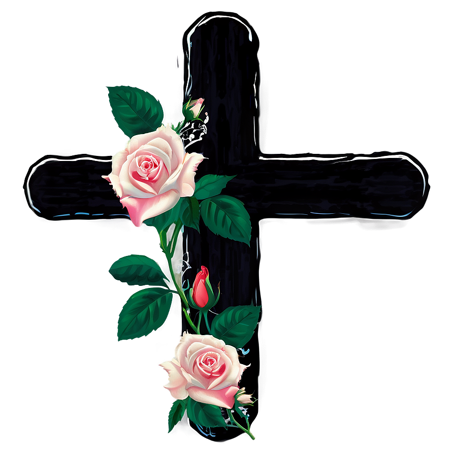 Black Cross With Roses Png Jlv3 PNG Image