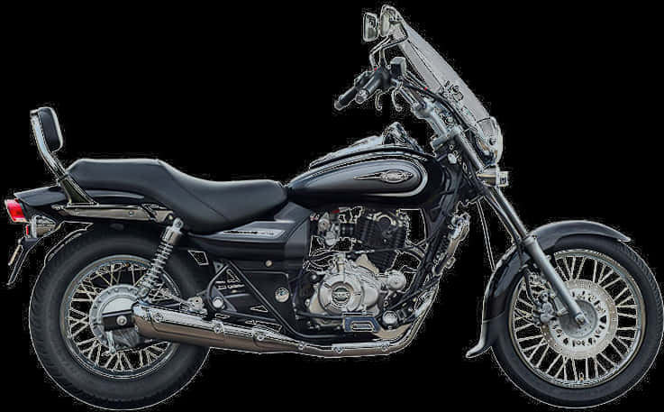 Black Cruiser Motorcycle Isolated PNG Image