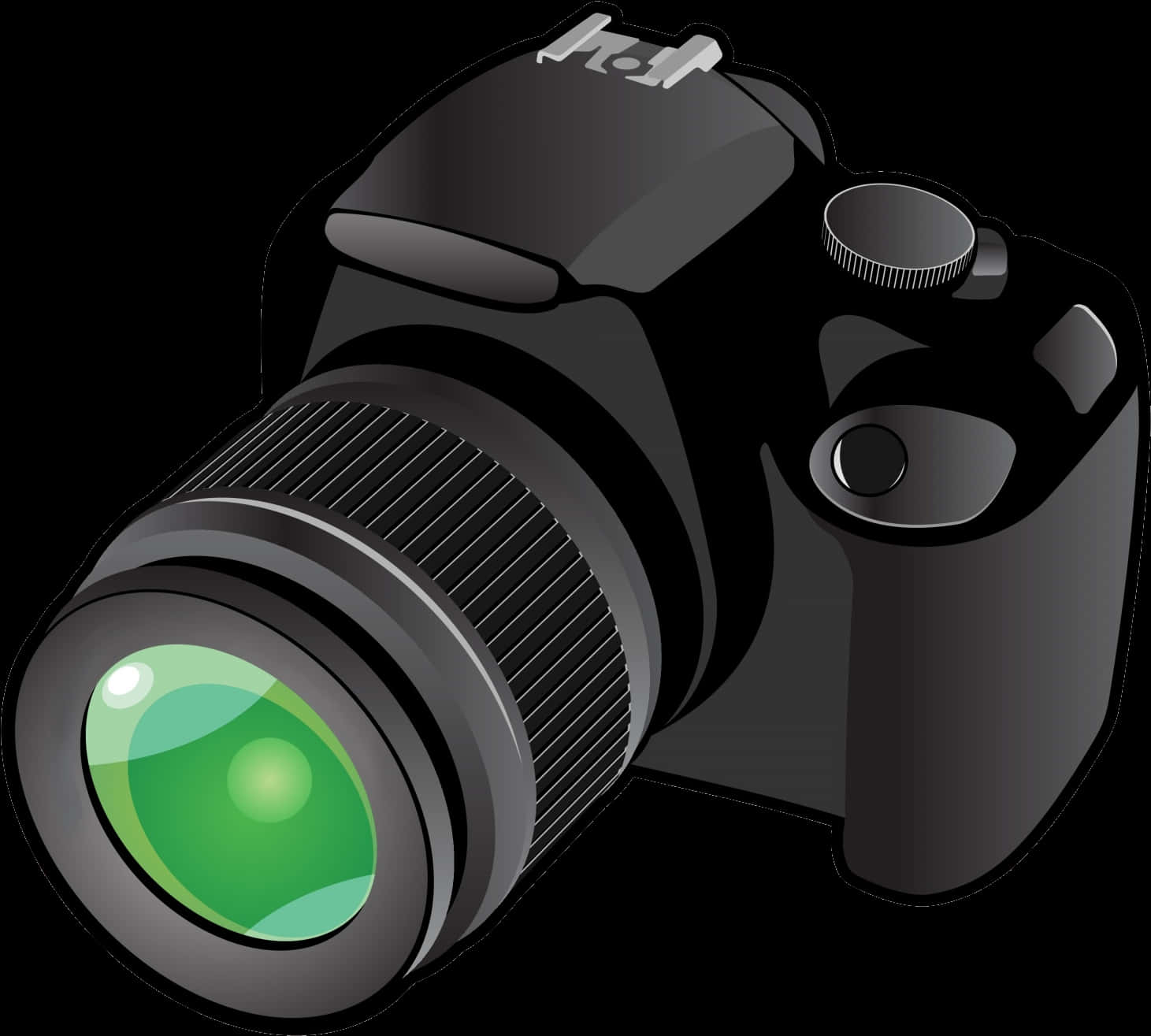 Black D S L R Camera Vector Illustration PNG Image