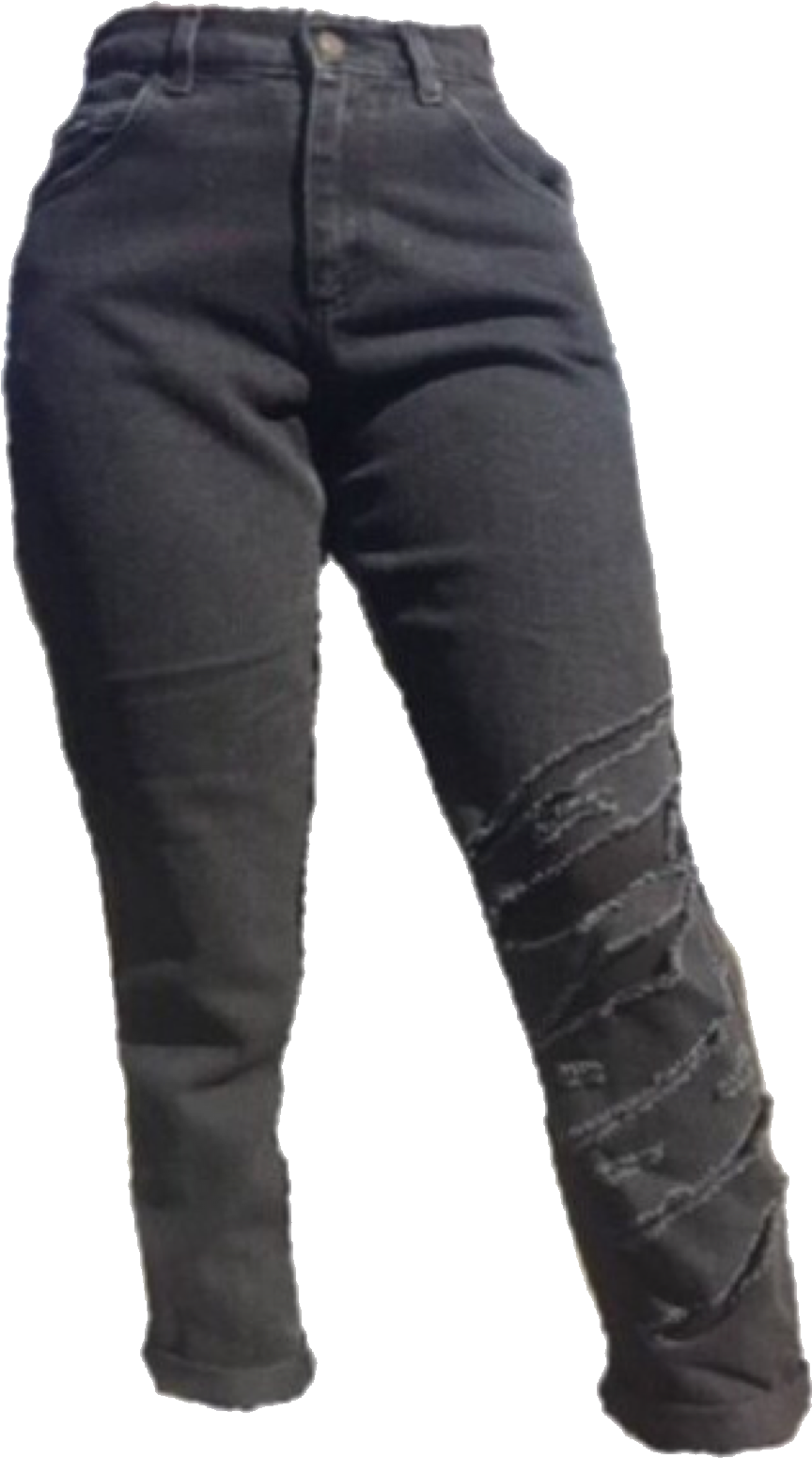 Black Denim Jeans Standing Position PNG Image