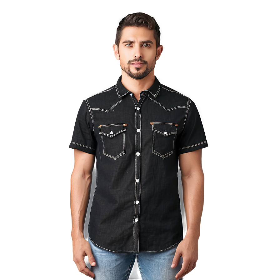 Black Denim Shirt Png Saw PNG Image