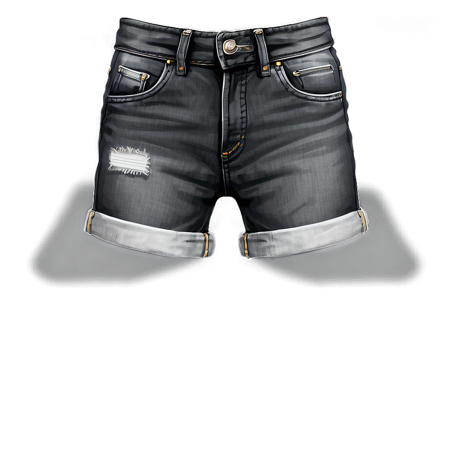 Black Denim Shorts Png Vcc PNG Image