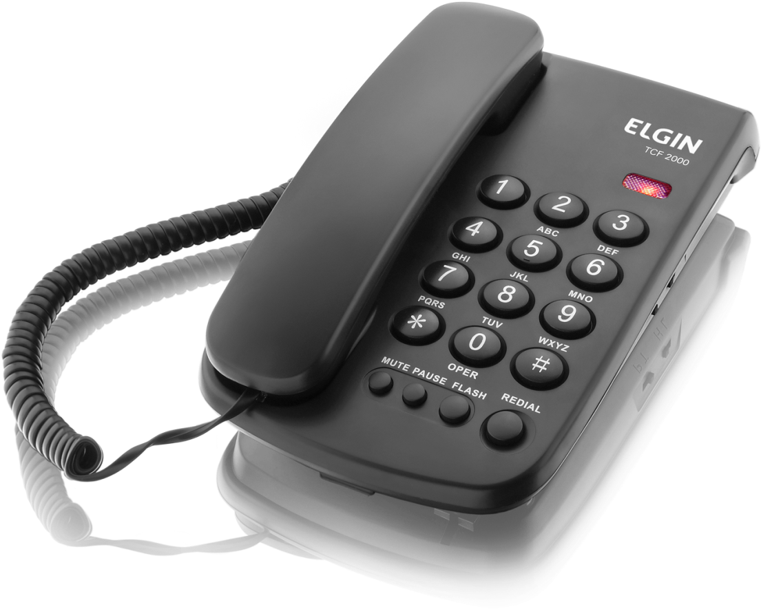 Black Desk Phone Elgin T C F2000 PNG Image