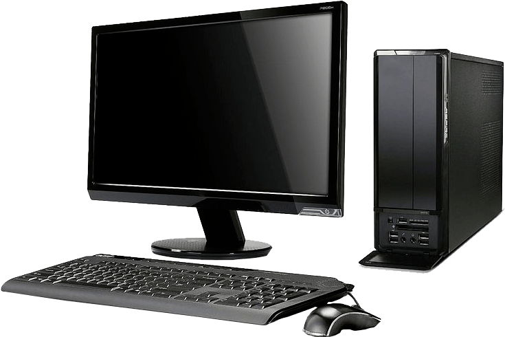 Black Desktop Computer Setup PNG Image