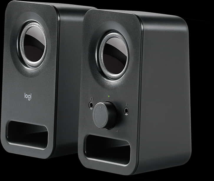 Black Desktop Speakers Logi Brand PNG Image