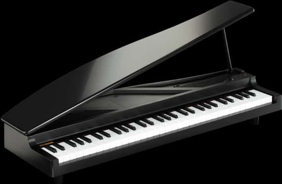 Black Digital Grand Piano PNG Image