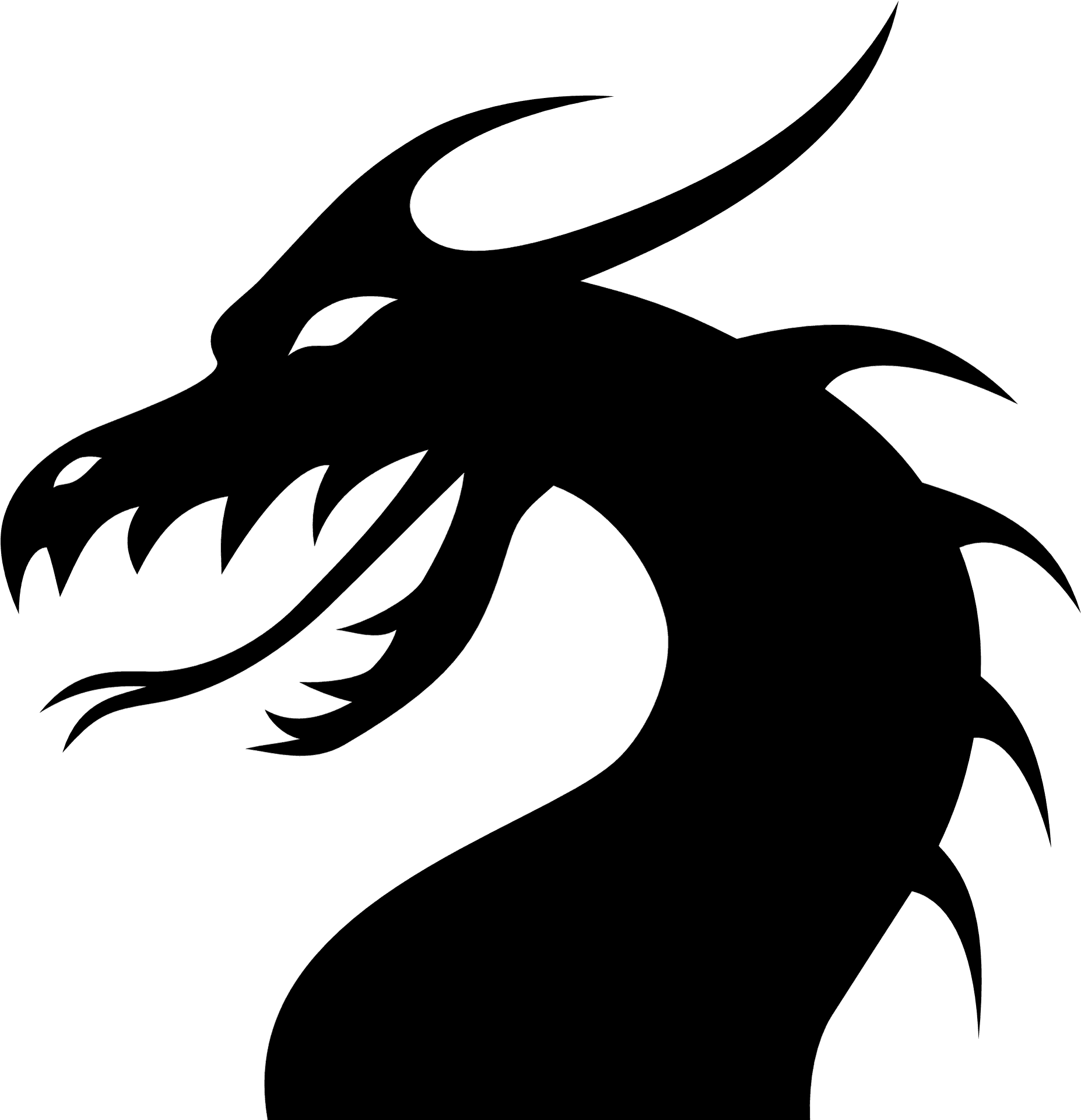 Black Dragon Silhouette Tattoo Design PNG Image