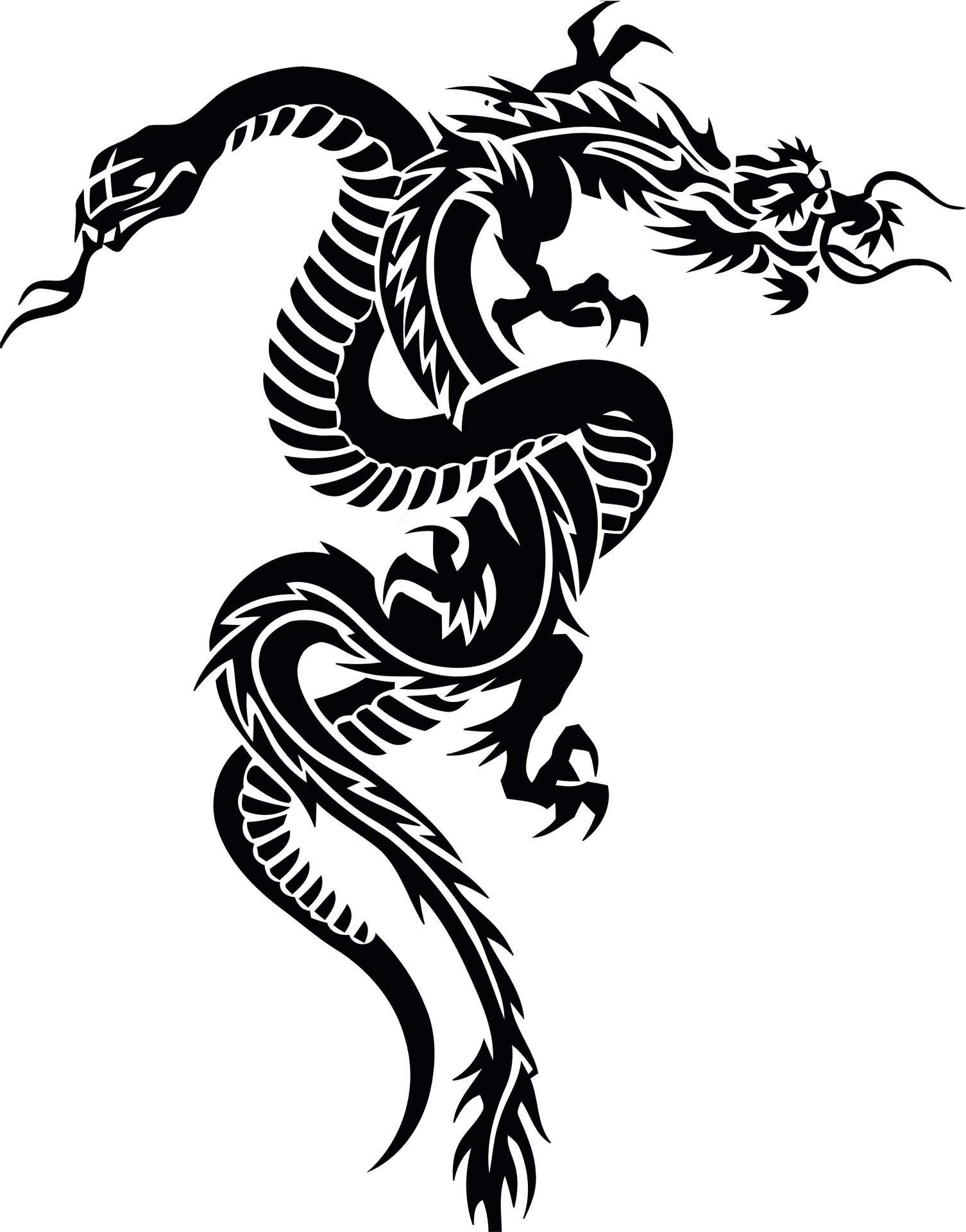 Black Dragon Tattoo Design PNG Image