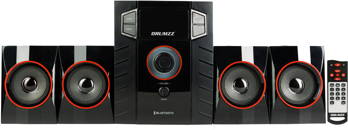 Black Drumzz Home Theater Systemwith Remote PNG Image