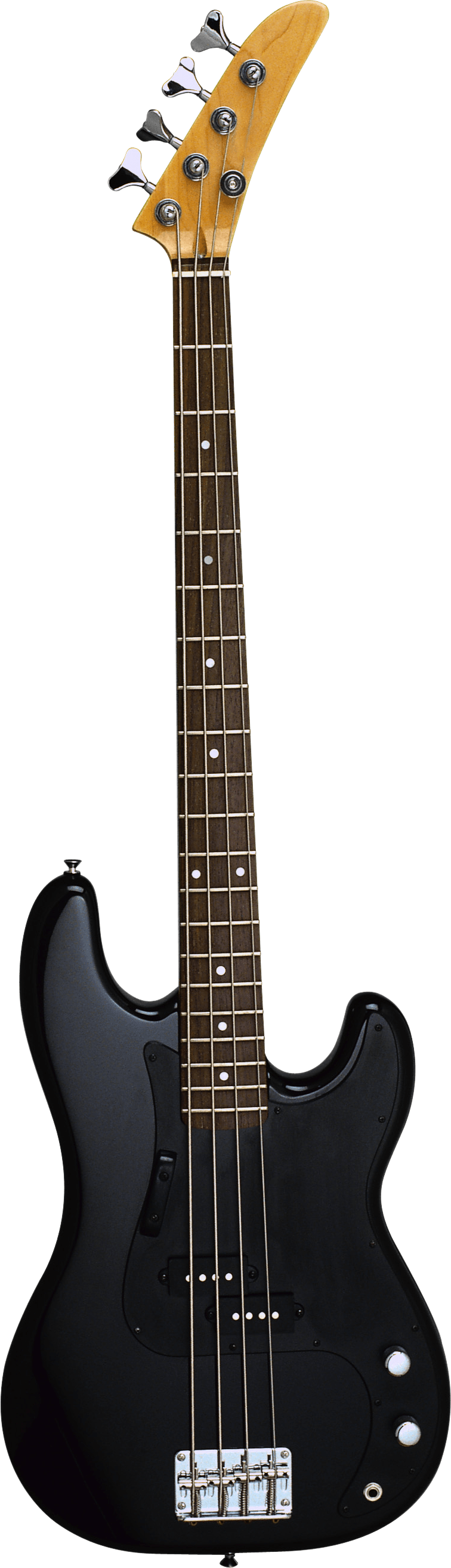 Black Electric Bass Guitar PNG Image